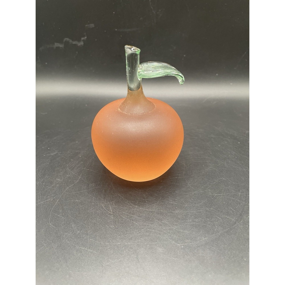 Crowning Touch Frosted Glass Apple Peach Paperweight Approx 3.5"H